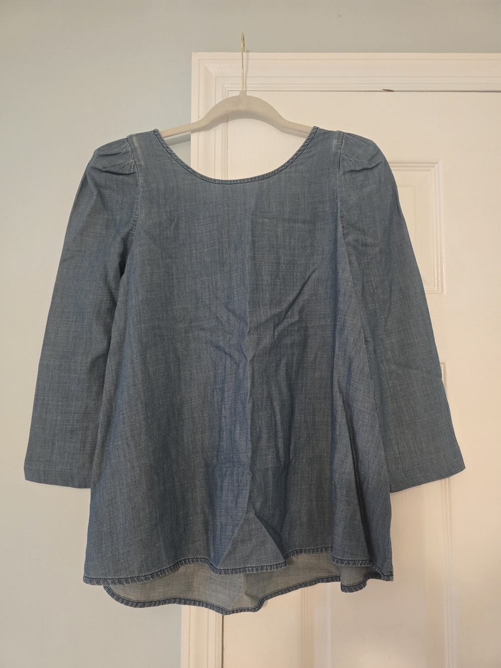 THE GREAT. Denim-Effect Scoop Neck Tunic - Light Blue